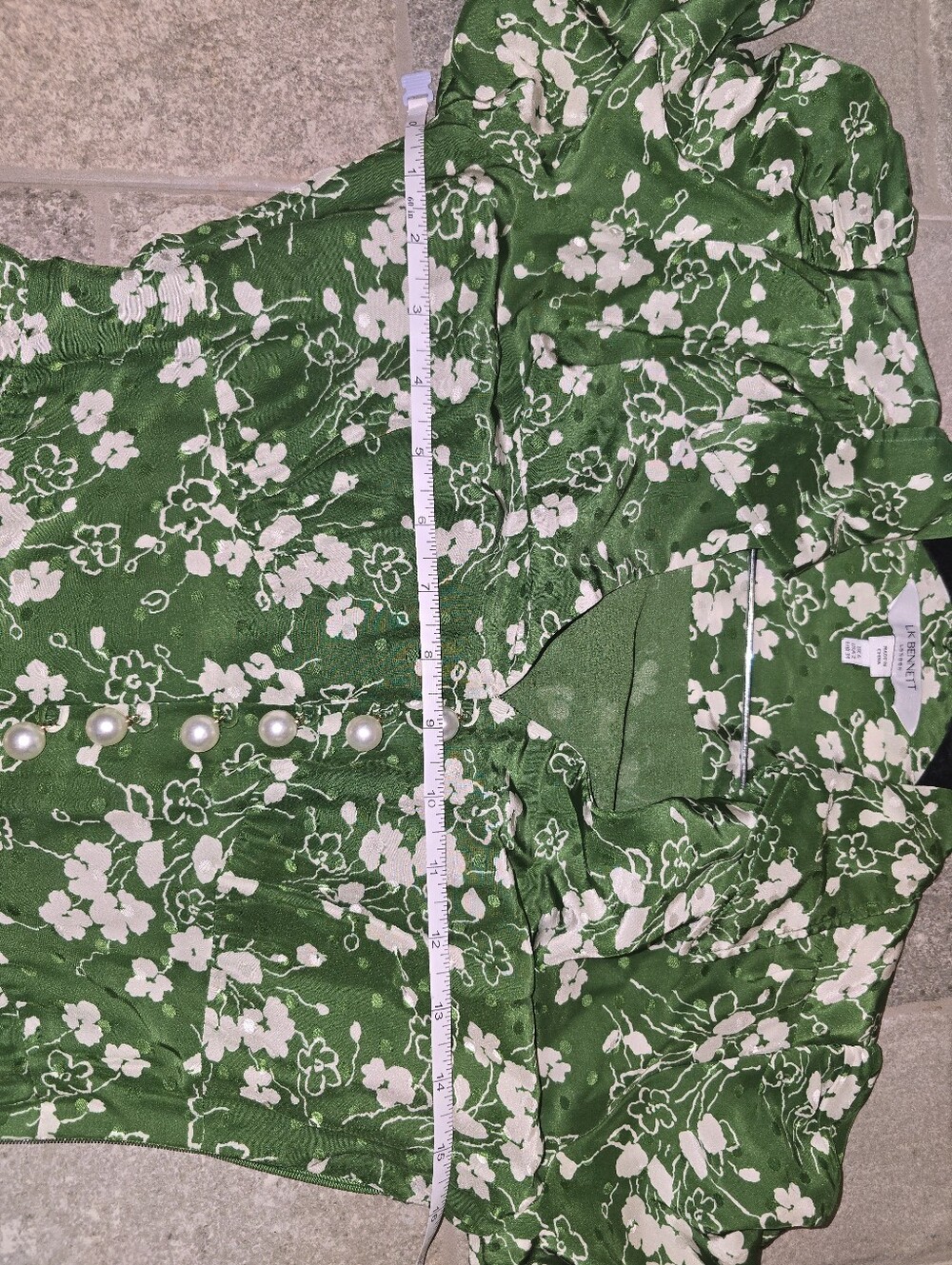 LK Bennet Silk Sophie Wildflower Dress Green White Midi 2 XS Summer Boho Maxi - Picture 12 of 16
